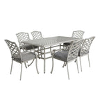Torino Aluminum 7 Piece Rectangular Dining Set with 6 Arm Chairs - N/A