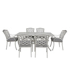 Torino Aluminum 7 Piece Rectangular Dining Set with 6 Arm Chairs - N/A
