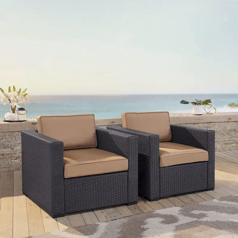 Crosley Biscayne Mocha Wicker Outdoor Seating Chairs (Set of 2)
