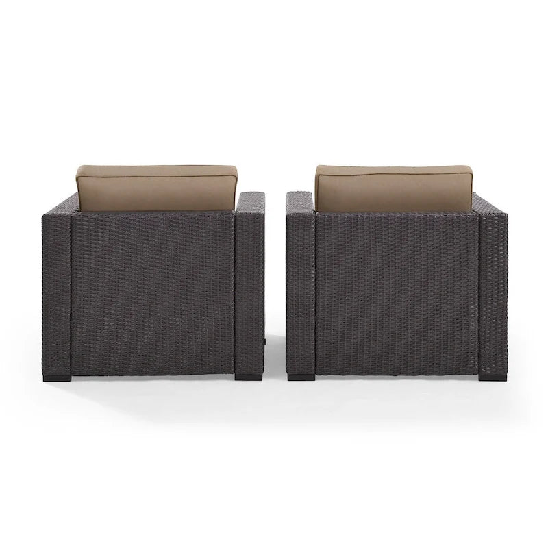 Crosley Biscayne Mocha Wicker Outdoor Seating Chairs (Set of 2)