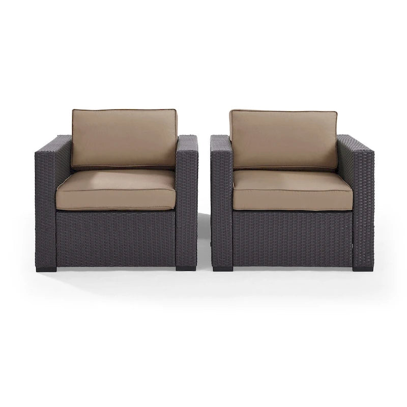 Crosley Biscayne Mocha Wicker Outdoor Seating Chairs (Set of 2)