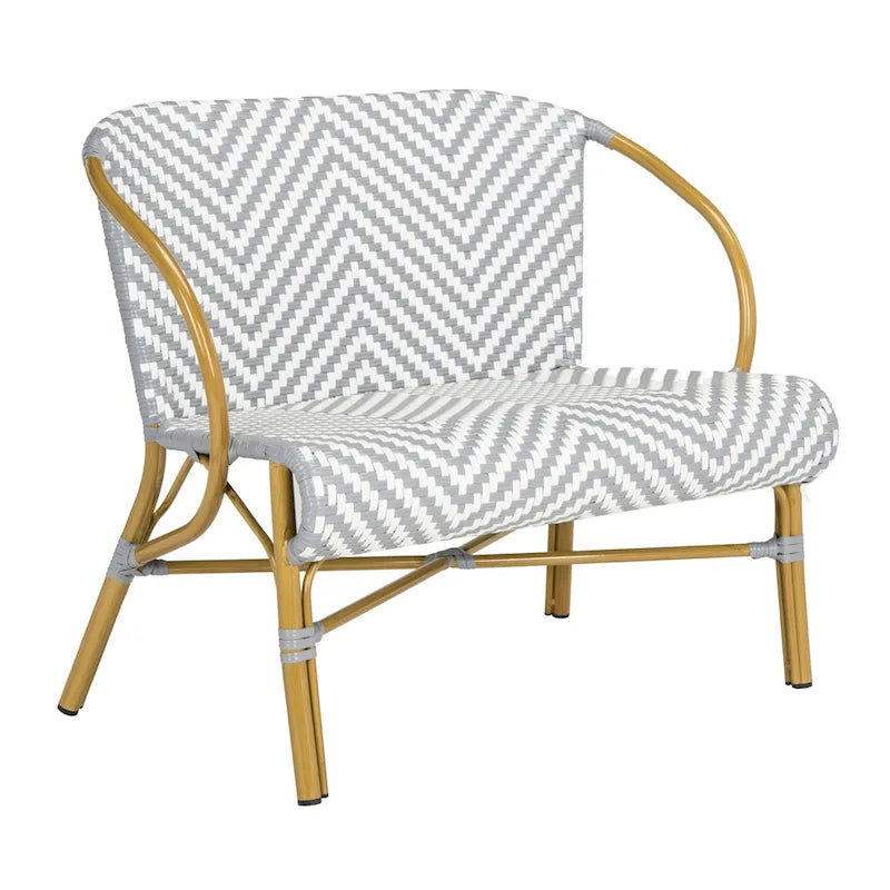 SAFAVIEH Skyla Herringbone Rattan Settee - 38.5     W x 24.5     D x 33.5     H - 39Wx25Dx34H