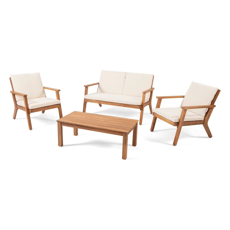 Temecula Outdoor Acacia Wood 4-Seater Chat Set by Christopher Knight Home