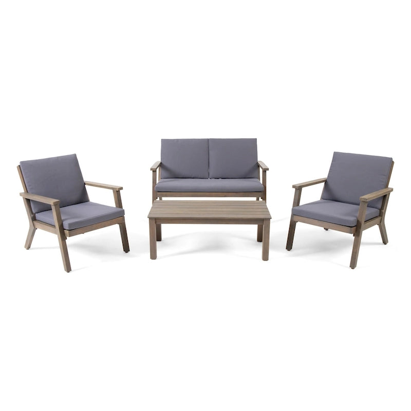 Temecula Outdoor Acacia Wood 4-Seater Chat Set by Christopher Knight Home