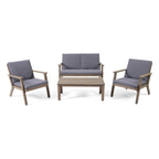 Temecula Outdoor Acacia Wood 4-Seater Chat Set by Christopher Knight Home