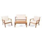 Temecula Outdoor Acacia Wood 4-Seater Chat Set by Christopher Knight Home