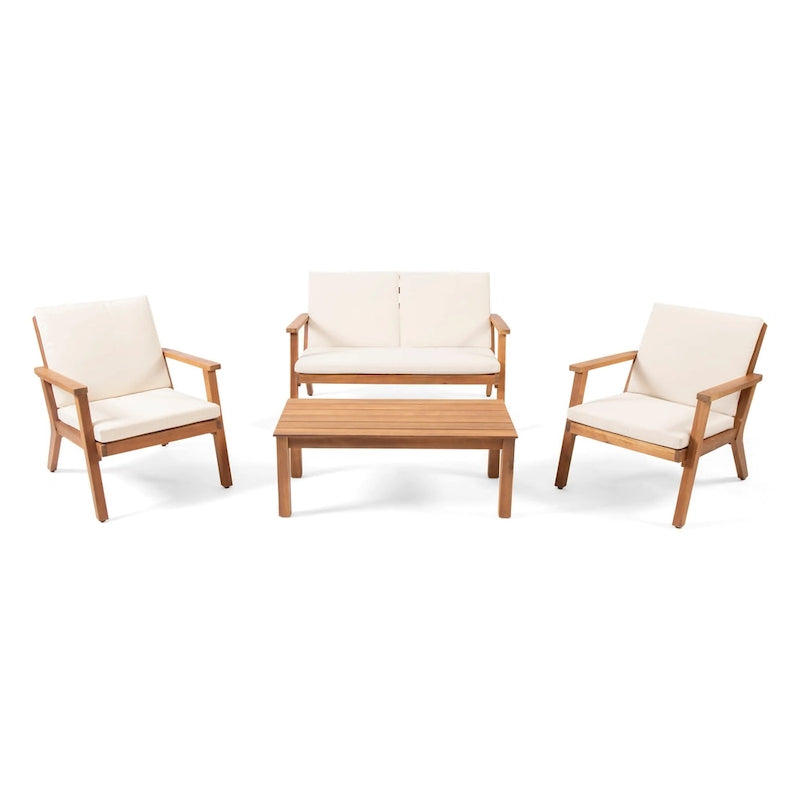 Temecula Outdoor Acacia Wood 4-Seater Chat Set by Christopher Knight Home