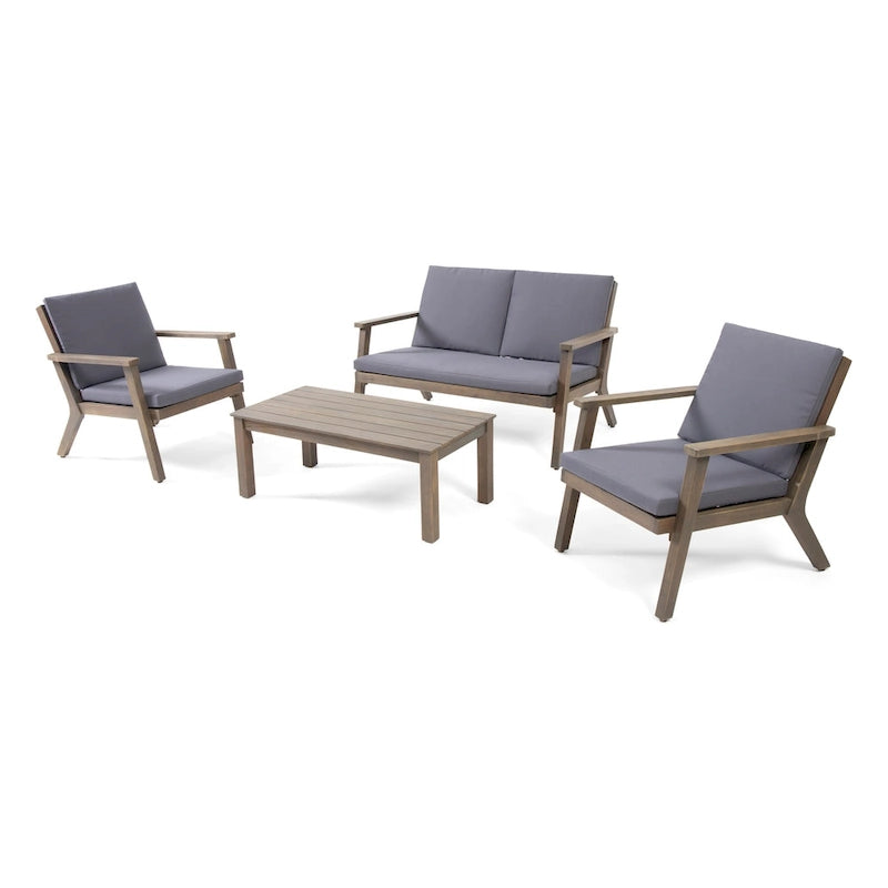 Temecula Outdoor Acacia Wood 4-Seater Chat Set by Christopher Knight Home