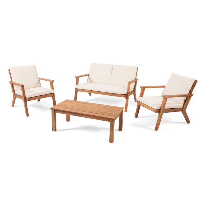 Temecula Outdoor Acacia Wood 4-Seater Chat Set by Christopher Knight Home