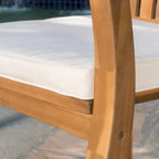 Avalon Outdoor 3-piece Acacia Wood Chat Set with Round Wicker Table by Christopher Knight Home