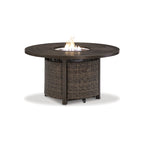 Signature Design by Ashley Paradise Trail Medium Brown/Beige Outdoor Loveseat, Lounge Chairs and Fire Pit Table