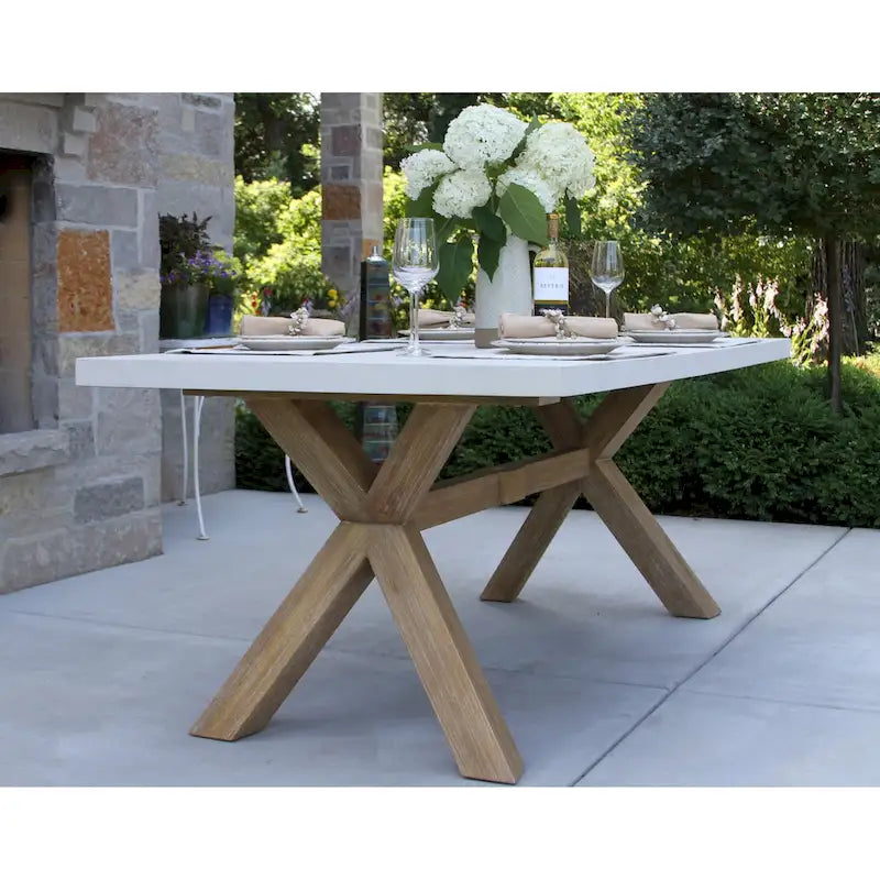 Cordelia 5 pc Ivory Composite and Antique Wash Picnic Table With Captains Chairs