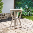 Bali 17     Indoor or Outdoor Cement & Wood Tall Round Side Table - 17    D x 17    W x 22    H