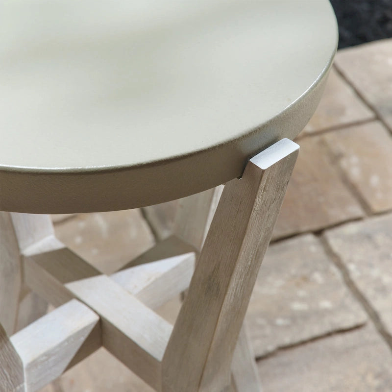 Bali 17     Indoor or Outdoor Cement & Wood Tall Round Side Table - 17    D x 17    W x 22    H