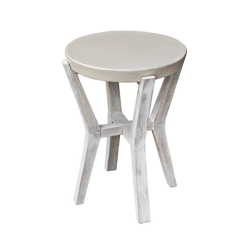 Bali 17     Indoor or Outdoor Cement & Wood Tall Round Side Table - 17    D x 17    W x 22    H