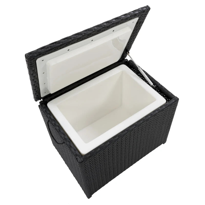 CorLiving Parksville Black Rattan Insulated Cooler Table
