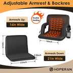 Heated Stadium Seats for Bleachers with Back Support and Wide Cushion, Extra Portable Bleacher Seat Foldable Stadium Chair