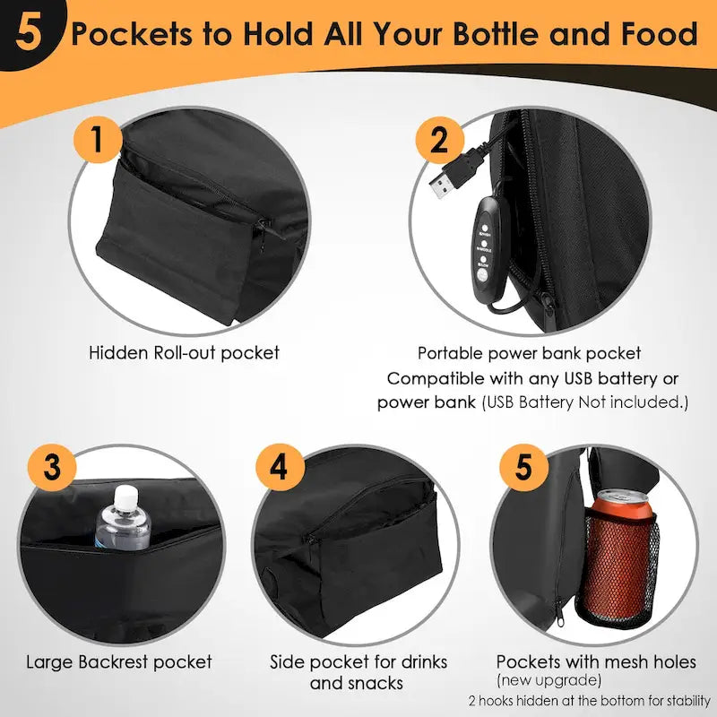 Heated Stadium Seats for Bleachers with Back Support and Wide Cushion, Extra Portable Bleacher Seat Foldable Stadium Chair