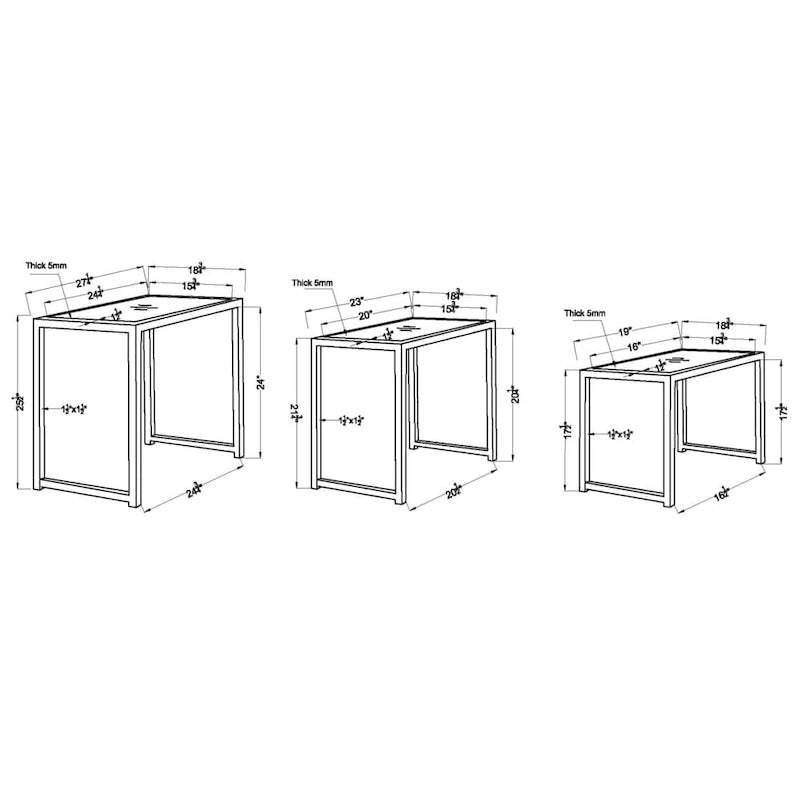 Viro Contemporary Espresso Glass Top Outdoor Nesting Table (Set of 3) by Furniture of America