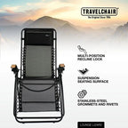 TravelChair Lounge Lizard Black Folding Recliner Chair