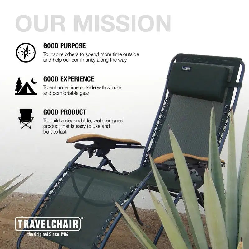 TravelChair Lounge Lizard Black Folding Recliner Chair