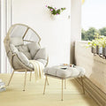 Outdoor Egg Chair with Ottoman with Stand and Cushion