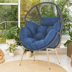 Outdoor Egg Chair with Ottoman with Stand and Cushion