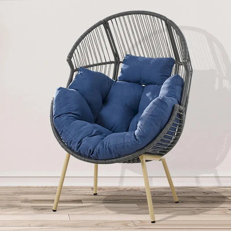 Outdoor Egg Chair with Ottoman with Stand and Cushion