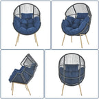 Outdoor Egg Chair with Ottoman with Stand and Cushion