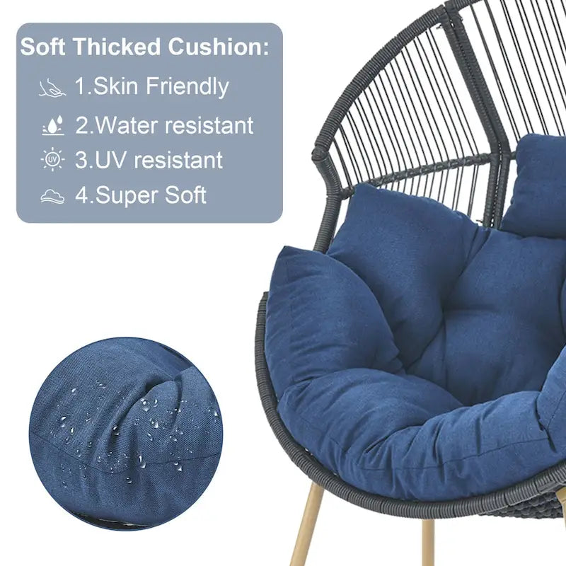 Outdoor Egg Chair with Ottoman with Stand and Cushion