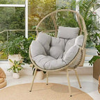 Outdoor Egg Chair with Ottoman with Stand and Cushion