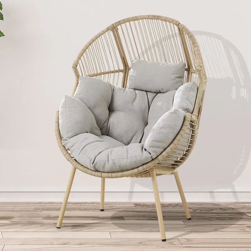 Outdoor Egg Chair with Ottoman with Stand and Cushion