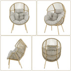 Outdoor Egg Chair with Ottoman with Stand and Cushion