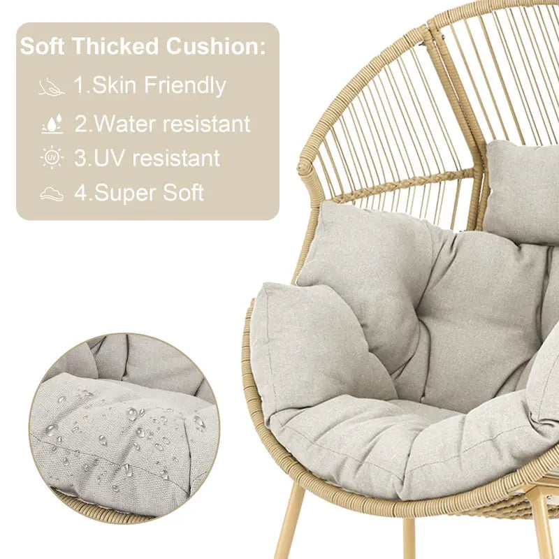 Outdoor Egg Chair with Ottoman with Stand and Cushion
