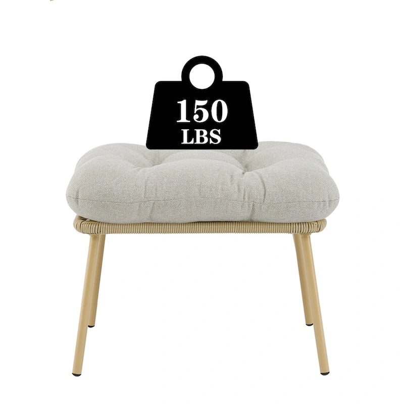 Outdoor Egg Chair with Ottoman with Stand and Cushion