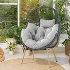 Outdoor Egg Chair with Ottoman with Stand and Cushion