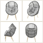Outdoor Egg Chair with Ottoman with Stand and Cushion
