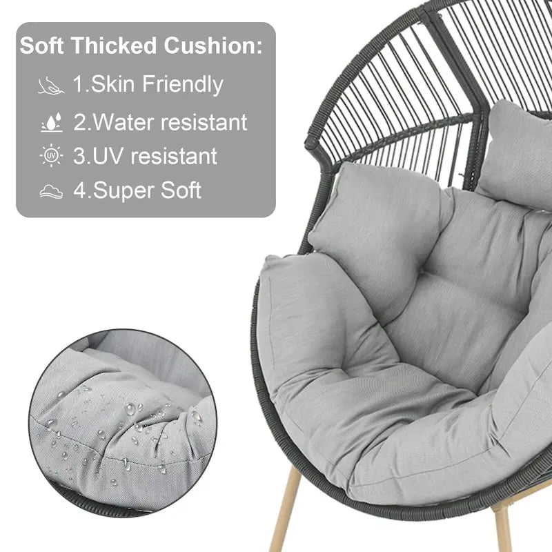 Outdoor Egg Chair with Ottoman with Stand and Cushion