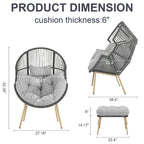 Outdoor Egg Chair with Ottoman with Stand and Cushion