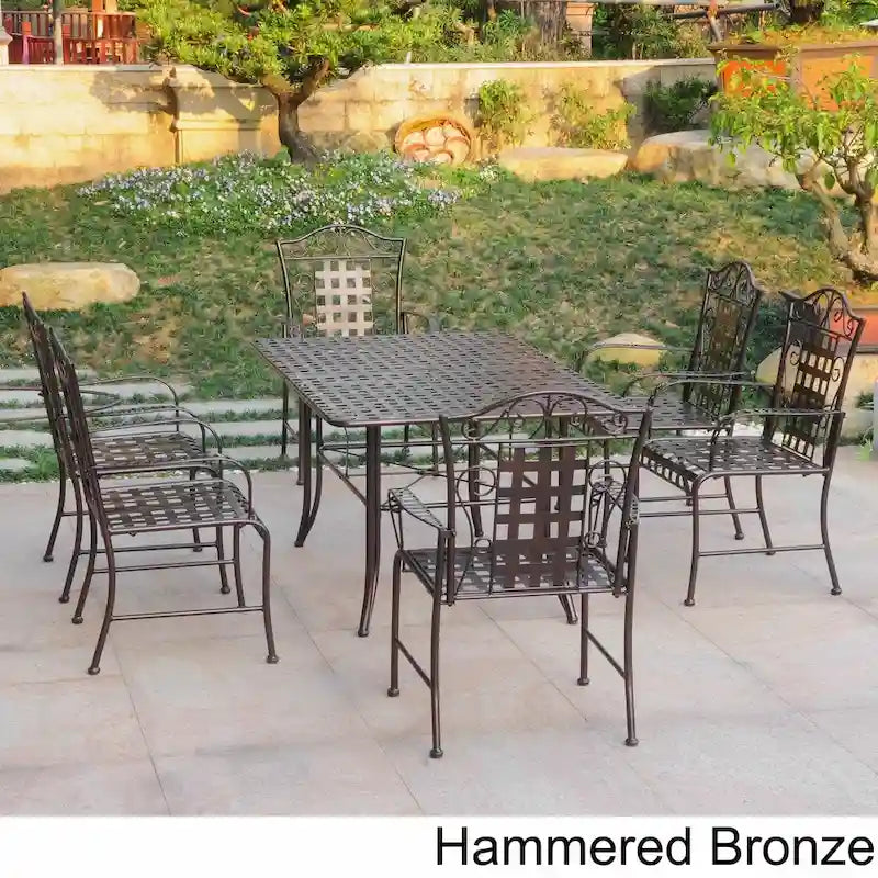 Mandalay 7-Piece Iron Rectangular Dining Set