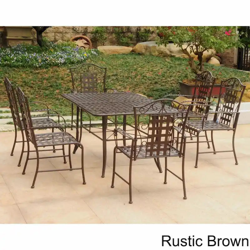Mandalay 7-Piece Iron Rectangular Dining Set