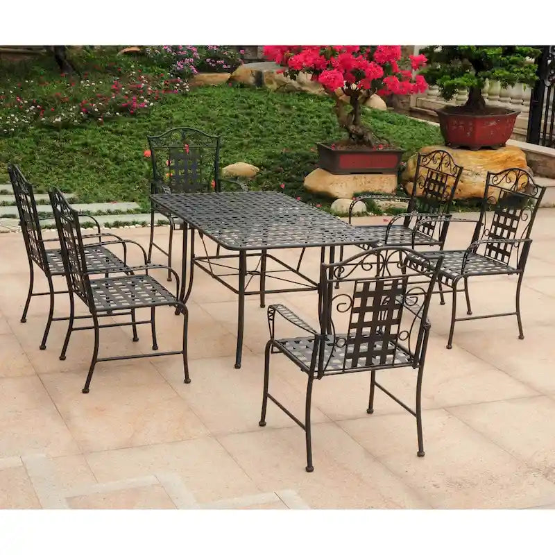 Mandalay 7-Piece Iron Rectangular Dining Set