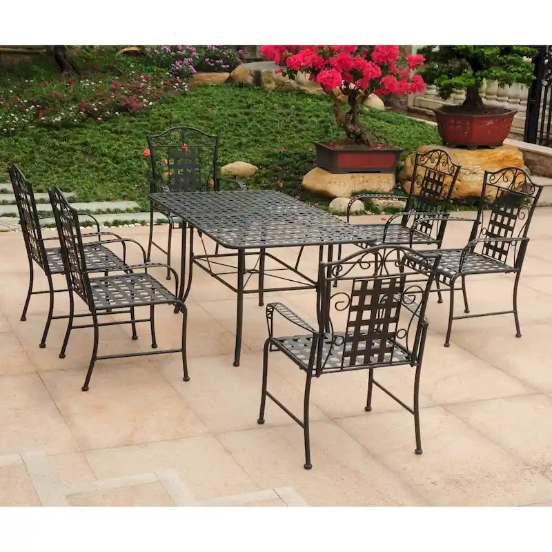 Mandalay 7-Piece Iron Rectangular Dining Set