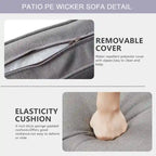 Gymojoy 5 Piece Patio 3-Seat Sofa With Rocking Chair and Ottoman with Cushion