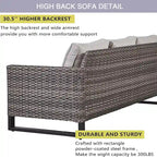 Gymojoy 5 Piece Patio 3-Seat Sofa With Rocking Chair and Ottoman with Cushion