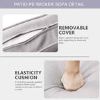 Gymojoy 5 Piece Patio 3-Seat Sofa With Rocking Chair and Ottoman with Cushion