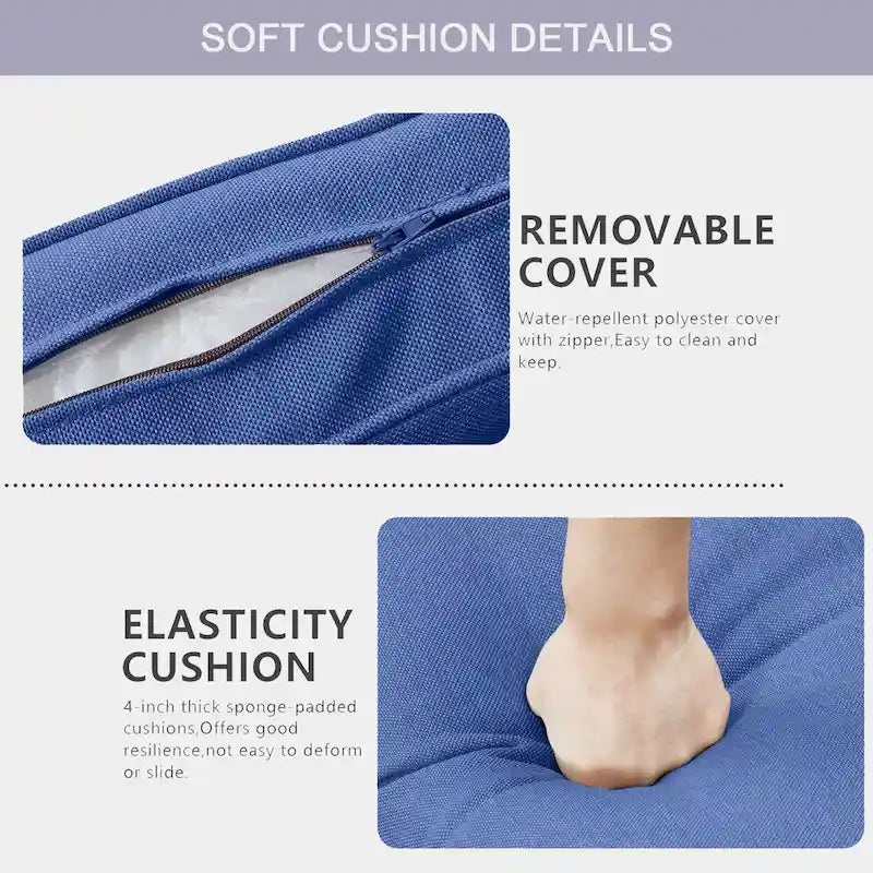 Gymojoy 5 Piece Patio 3-Seat Sofa With Rocking Chair and Ottoman with Cushion