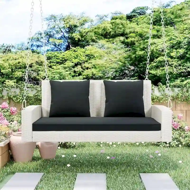 Wicker Hanging Porch Swing