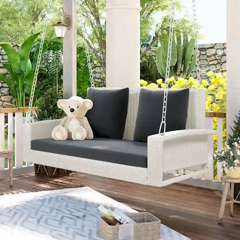 Wicker Hanging Porch Swing