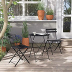 Premium Steel Patio Bistro Set, 3 Piece Patio Set of Foldable Patio Table and Chairs - N/A